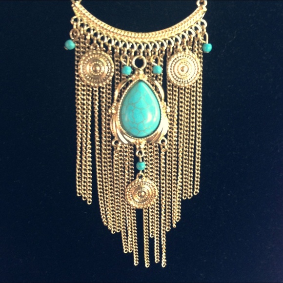 Jewelry - Turquoise Gold Cleopatra meets Western Necklace